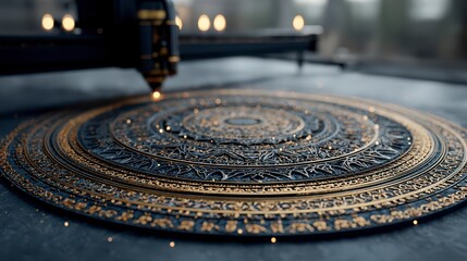 CNC Laser Welding Machine Creating Intricate Metal Mandala Art