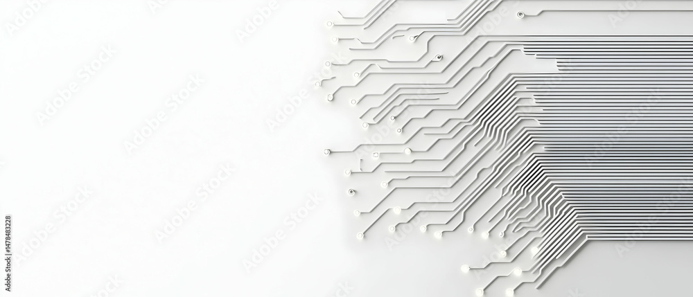 Poster abstract circuit board pattern on white background