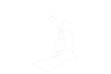 BUTTON BADGE PIN PUNCH PRESS MAKER WIREFRAME OUTLINE LINE ART OF MACHINE TOOL, Heavy Duty Circle Cutter Punch Press 500 Parts Metal Shell Pin on a PNG Transparent Background