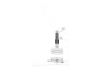 WIREFRAME DESIGN OF THE BUTTON BADGE PIN PUNCH PRESS MAKER MACHINE TOOL, Heavy Duty Circle Cutter Punch Press 500 Parts Metal Shell Pin on a PNG Transparent Background