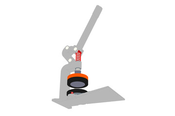 Illustration of the Working Parts of a Hand Press for Badges and Pins, cartoon BUTTON BADGE PIN PUNCH PRESS MAKER MACHINE TOOL, Diagram Showing the Internal Mechanism on a PNG Transparent Background