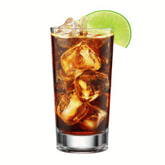 Refreshing Rum and Cola Cocktail with Lime Wedge