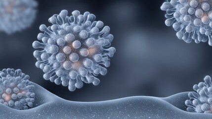 Microscopic Virus Cell  Covid 19  3D Rendering  Medical Illustration  Healthcare  Science