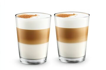 Two layered lattes in clear glasses