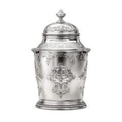 Ornate Silver Lidded Jar, Antique Silver