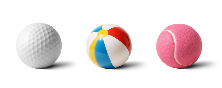 Golf, Beach, Pink Tennis Balls Isolated on transparent and white background