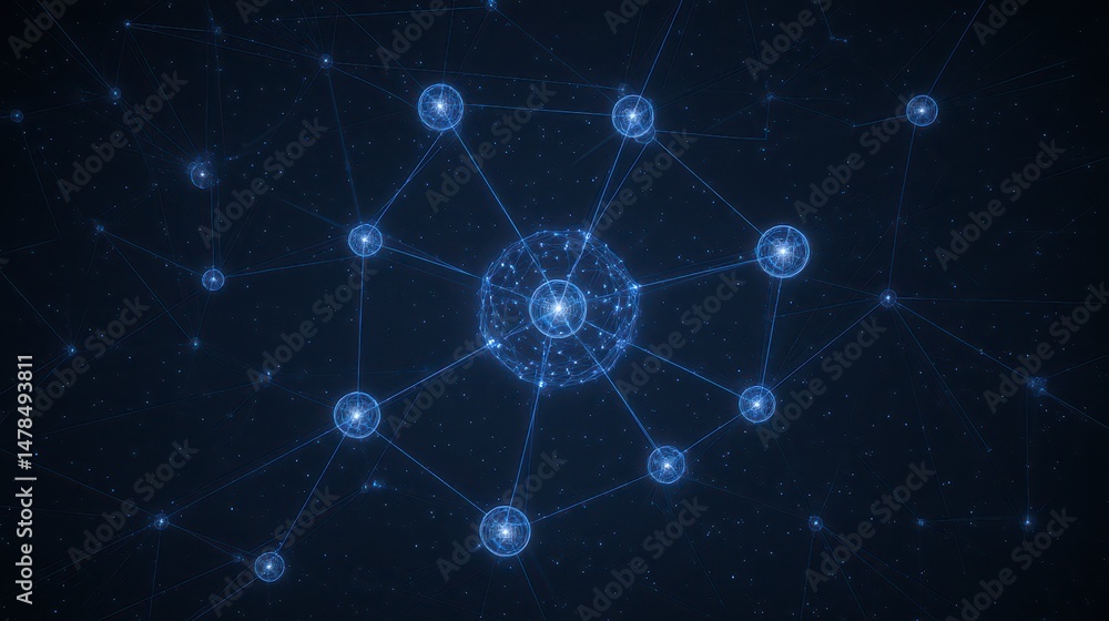 Poster abstract futuristic network global connection digital technology data communication i