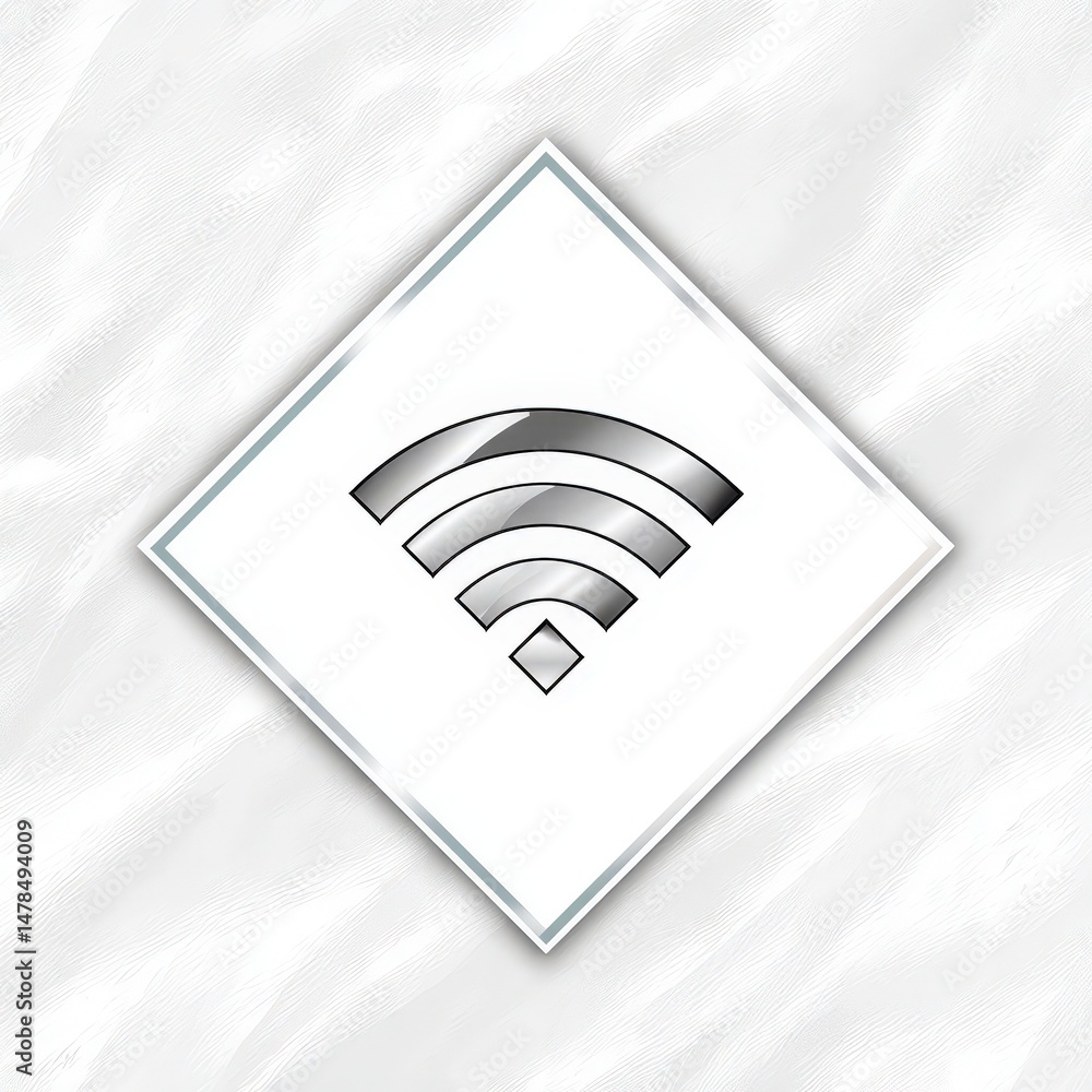 Poster silver wifi icon isometric 3d render wireless network symbol technology minimal design