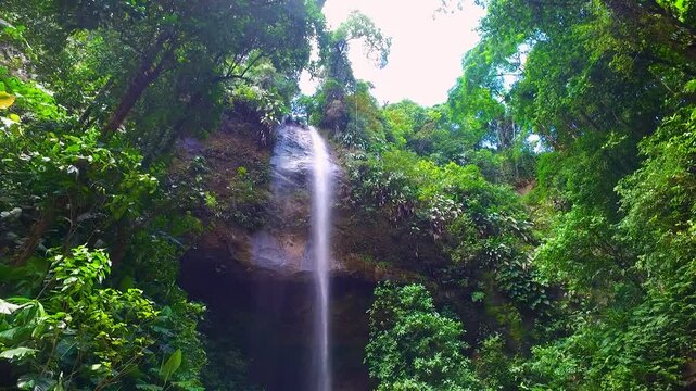 waterfall at the beach in the jungle