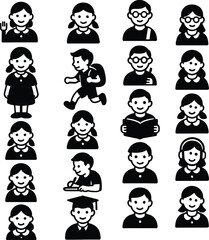 Ultimate School Boy & Girl Icon Set | 20 Unique Student Illustrations. 