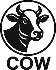 Classic Cow Emblem – Monochrome Livestock Logo. 