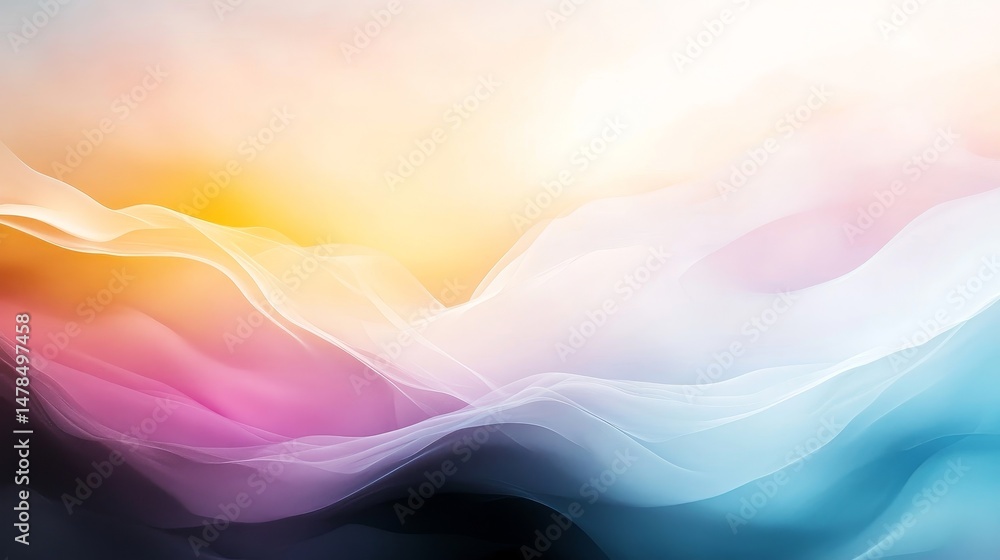 Aufkleber soft colorful waves creating a peaceful abstract background