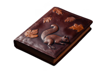 Leather Journal with Squirrel and Leaves