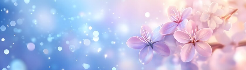 Fototapeta premium Delicate blossoms against a soft, pastel background.