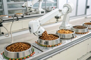 A robotic pet food production line guarantees quality and consistency in every batch.