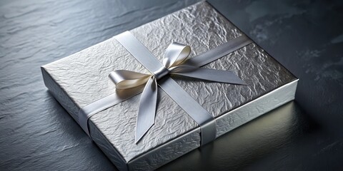 Luxury packaging with silver foil background, sophisticated, high end,  sophisticated, high end,packaging, shiny
