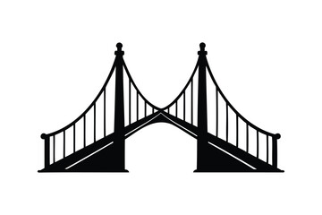 Fototapeta premium Sling of bridge silhouette on white background