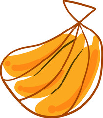 Banana Bundle in Transparent Bag Concept, Illustrative Vector