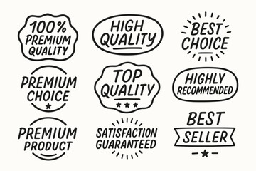 Fototapeta premium Hand drawn premium quality and recommendation vector badges and vector labels set