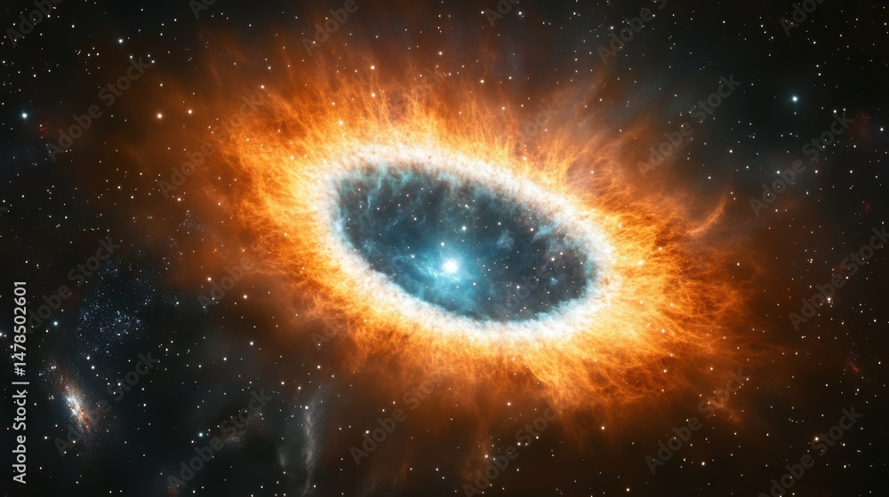 Poster helix nebula in space with stars and galaxy arm view from earth in high resolution