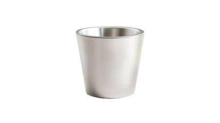 Empty shiny silver glass on transparent background. PNG