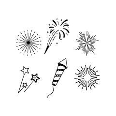 Fireworks set bundle silhouette vector