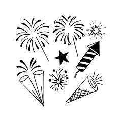 Fireworks set bundle silhouette vector