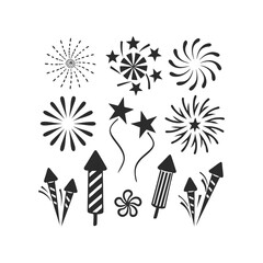 Fireworks set bundle silhouette vector