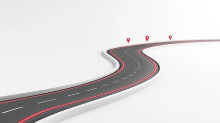 Curved Road with Directional Markers for Navigation and Travel Concepts