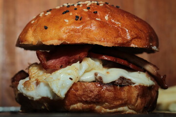 Dog Running in the park and fast food.