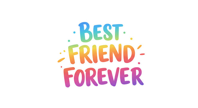 Colorful lettering design with the words Best Friend Forever on a white background