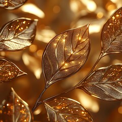 Golden leaves intricate pattern