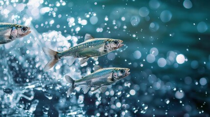 Three fish jumping out of water