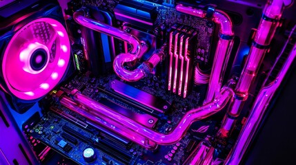 Vibrant Liquid Cooling System in Modern Computer Setup