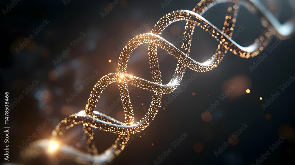 Poster golden dna helix structure visualization