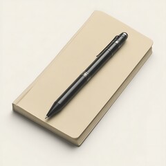 Beige notebook and black pen
