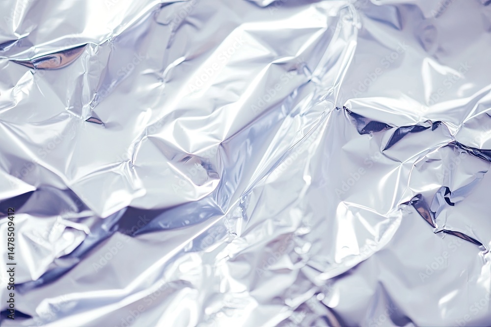 Poster shimmering metallic crumpled foil backdrop with vibrant reflections. showcasing a dynamic interplay 