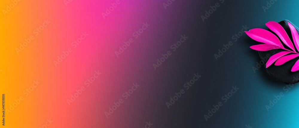 Poster abstract vibrant background with gradient colors and floral design element