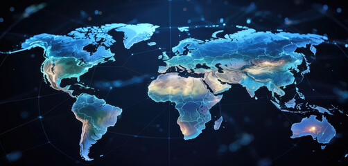 World Map Digital Network