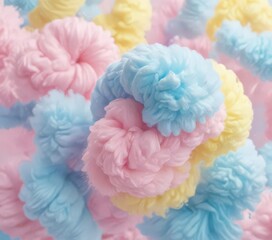 Pastel pink, blue, and yellow cotton candy swirl background  ,  light,  happy,  illustration