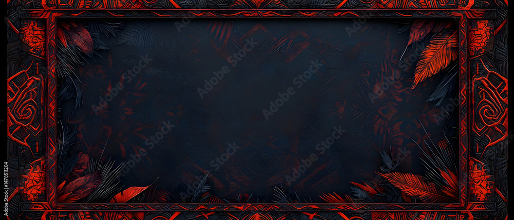 Poster dark abstract frame with red design