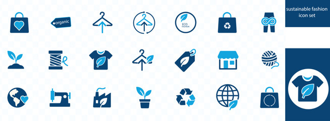 sustainable fashion icon set . Recycling clothes icon set. Recycle and sustainable fashion concept. Vector illustration