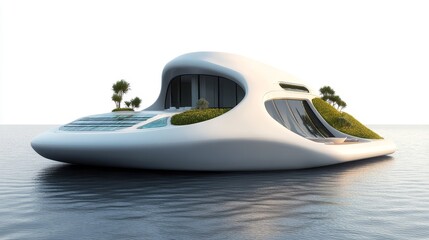 Futuristic Floating House Design with Organic Shapes and Nature Integration
