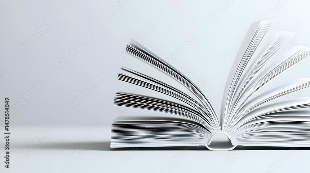 Aufkleber open book with white pages and black patterns on a light background