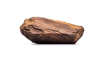 Smooth Brown Stone with Natural Patterns on a White Background