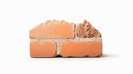 Fragmented Brick Piece Isolated on White Background for Design Use