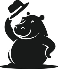 Animal vector silhouette of a hippo