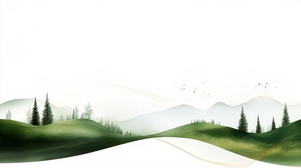Serene Landscape with Green Hills and Gentle Forest Silhouettes