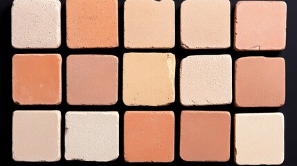 Palette of Earthy Tones in Square Tiles for Color Study and Design
