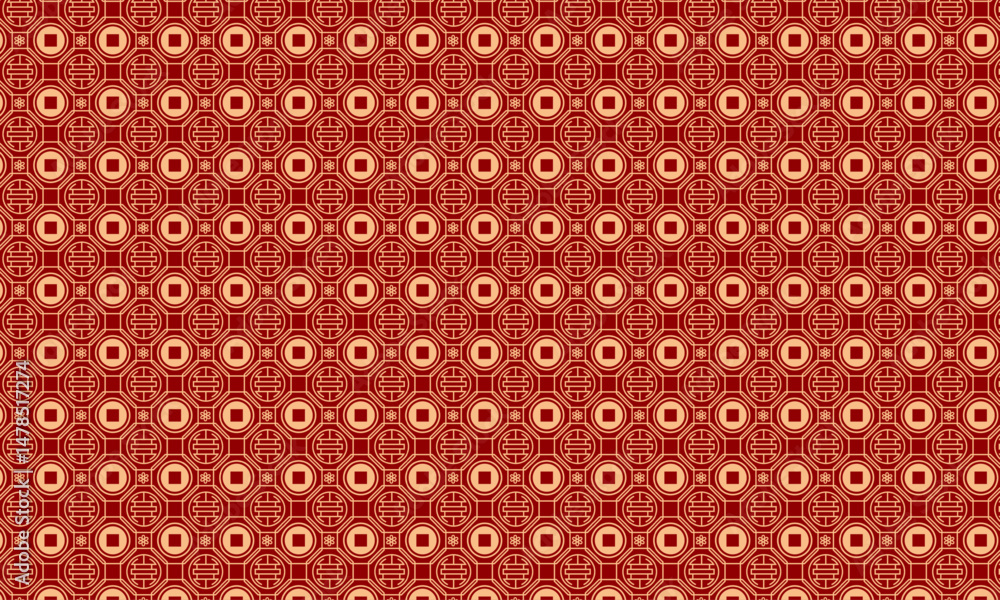 Aufkleber traditional pattern background with circle, square geometric shape | creative pattern with geometric